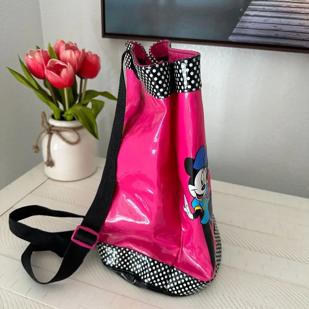 Vintage‎ 90s Pyramid Disney Duffle Drawstring Hot Pink Minnie Mouse Bag Vinyl